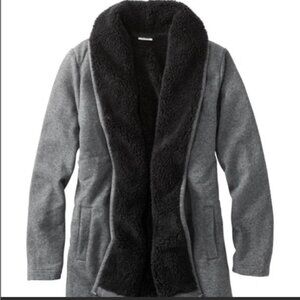 L.L. Bean Sherpa Lined Open Front Cozy Cardigan Large Petite